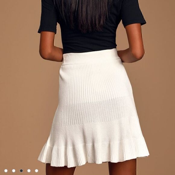 NEW Free People Cream Solid Gold Ribbed Knit Skirt - Picture 8 of 15